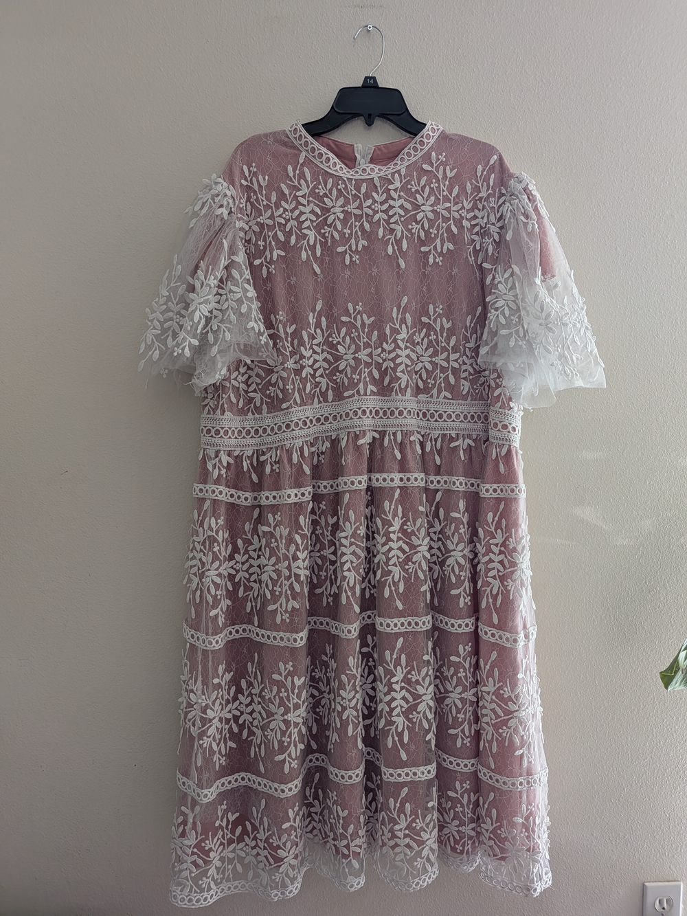 Ivy City Co Pink Scicilly Dress with White Floral Embroidery